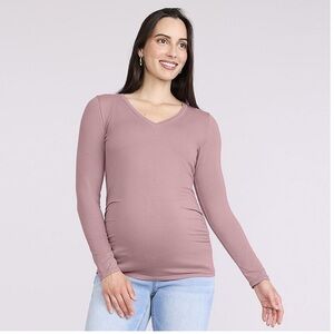 NWT Motherhood Maternity v neck side ruched long sleeve tee size XL